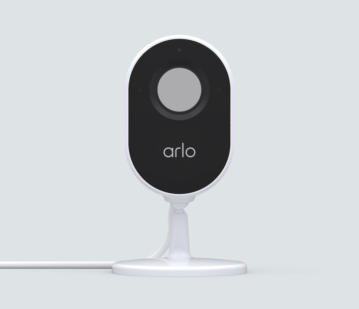 The new Arlo Essential Indoor Security Camera with a privacy shield