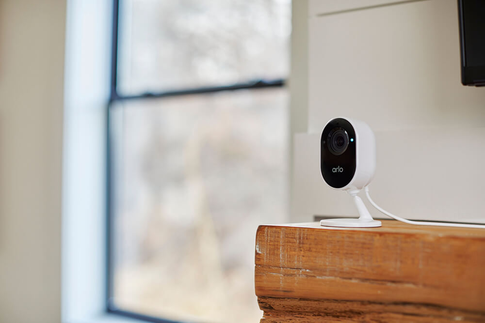 The new Arlo Essential Indoor Security Camera with a privacy shield